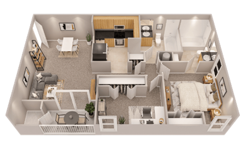 Floor plan for 2 beds, 2 baths, 900 sqft